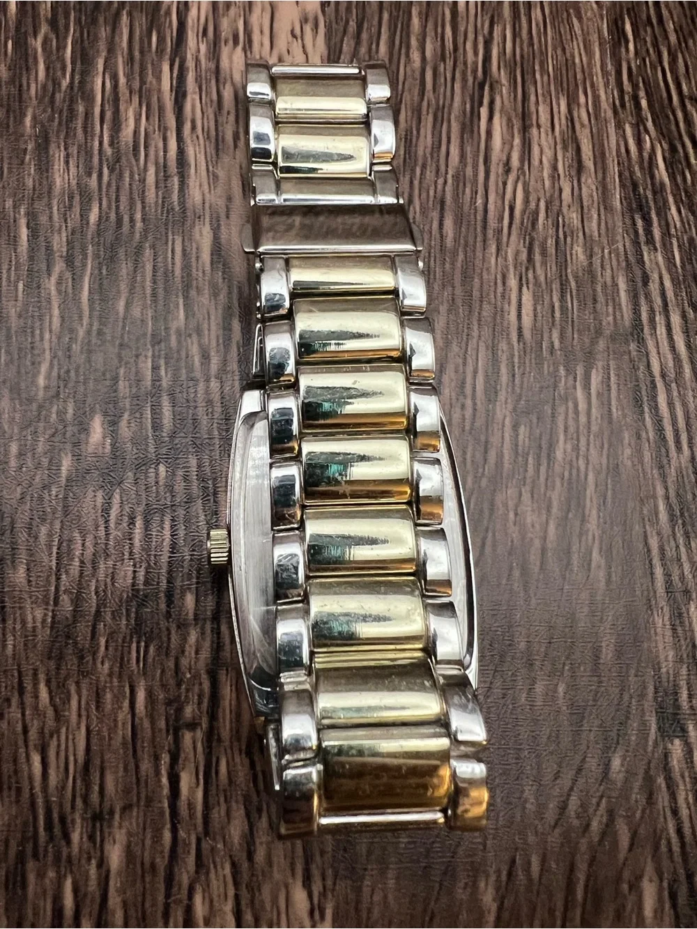 Men’s Two-Tone Tank Diamond Face Dress Watch working